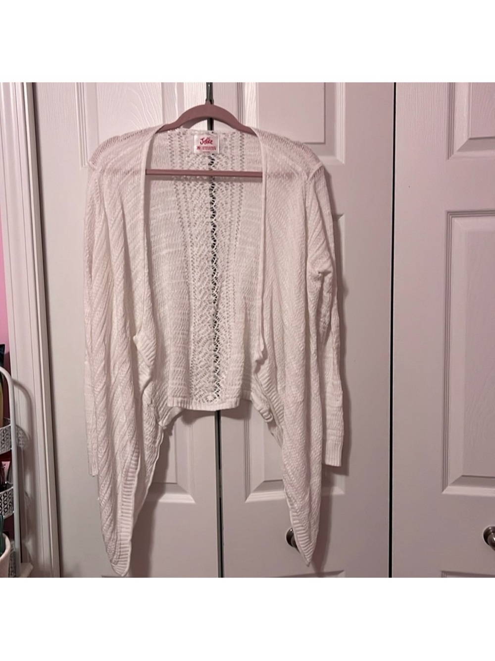 Justice White Open-Front Knit Cardigan